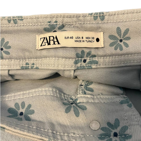 Zara Light Blue Patterned Women Jeans - Picture 4 of 5